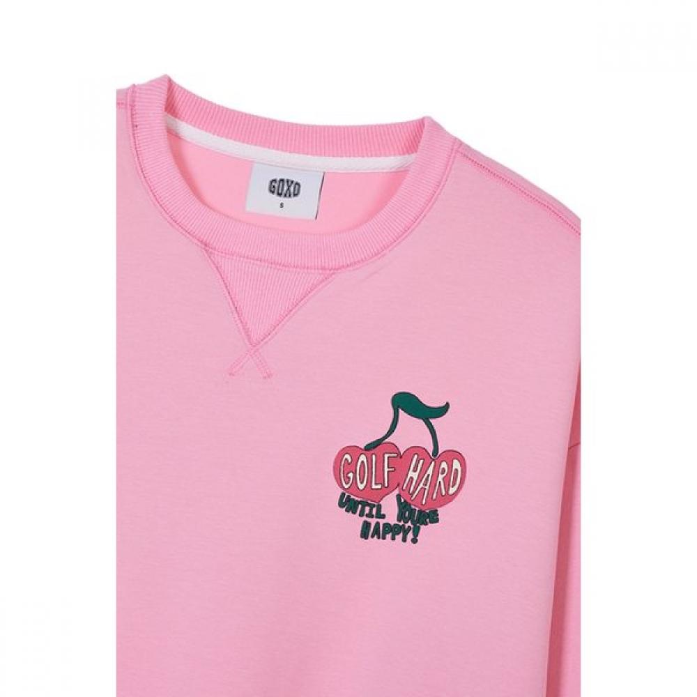 Goxo Cherry Golf Club Crew Neck Sweatshirt Pink