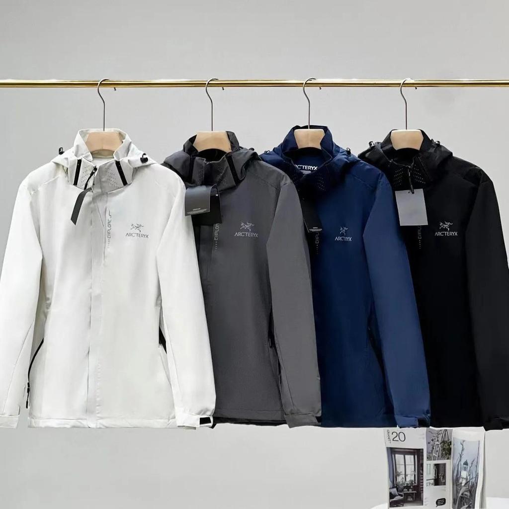 Unisex Waterproof Windproof Hooded Jacket for Mountaineering, Lightweight, Printed, Single-layer.