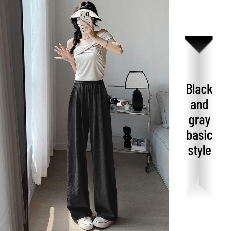 

Fashionable 2026 Yamamoto Wide-Leg Pants: Stylish Japanese design, elastic waist, solid color, casual sports style for women. XL (120-140 jin) темно-сірий