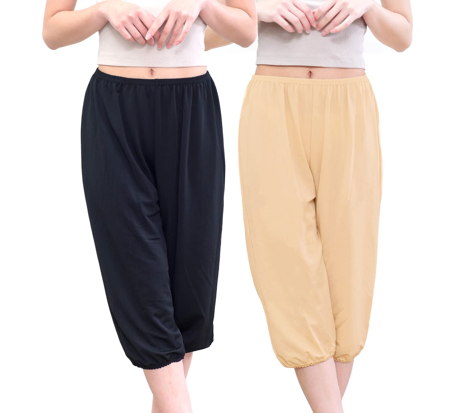 

Laulea Akoakoa Black Beige Pants Solid Elastic Tap Large Tap Tap Pants Large Tap Cute Pumpkin Inner Petticoat Petticoat Skirt for Dresses and Office