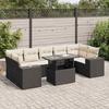 VidaXL Garden Lounge Set 8 Pcs with Cushions Black Wicker 3326757
