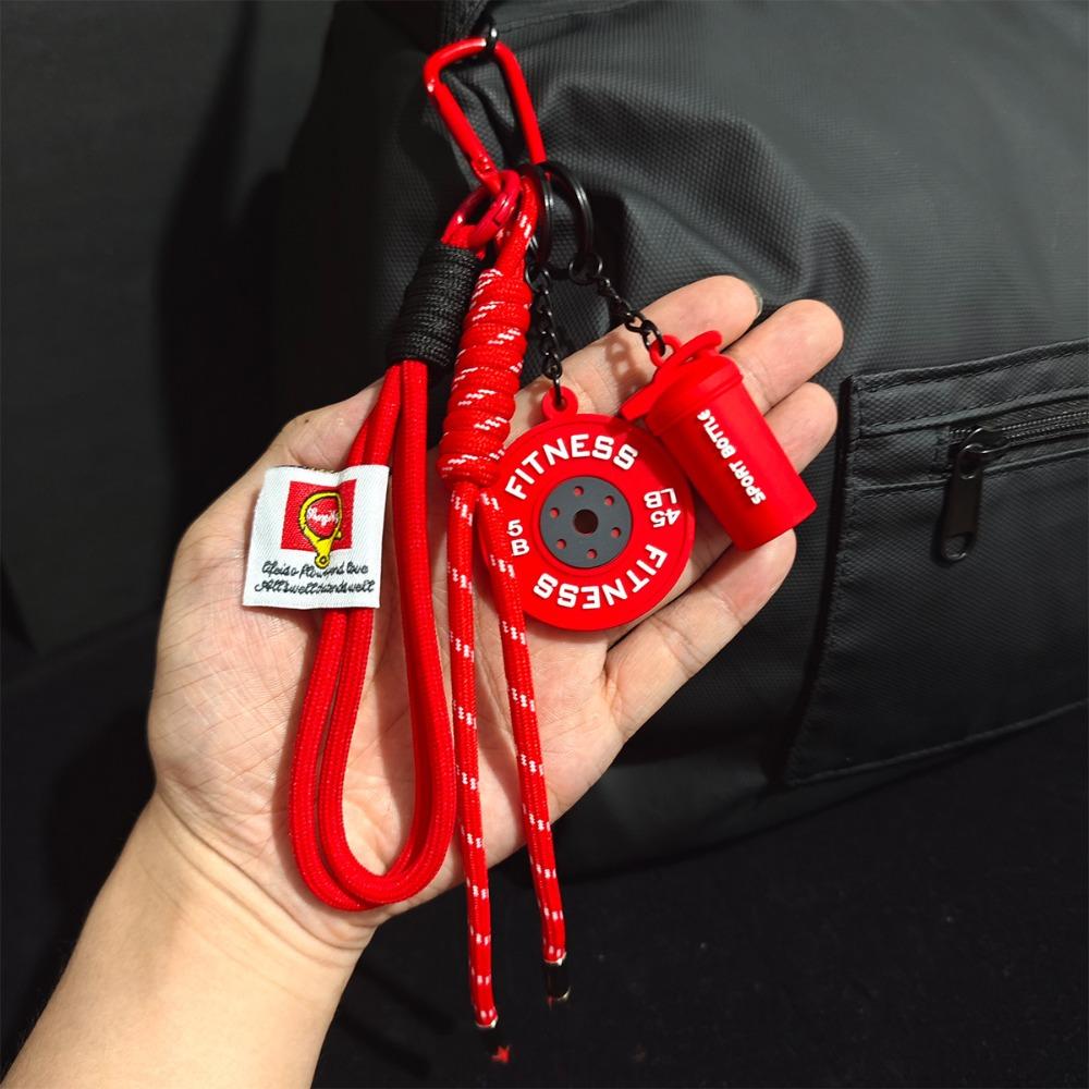 Detachable Barbell Plates Keychain Water Cups D-shaped Buckle Simulation Barbell Keyring Creative Dopamine