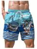 3D-gedruckte Cartoon-Haifischmuster Strand Herren Bunte Tier Muster Schwimm Sommer Hawaiianische Surfshorts