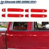 External Red Door lock Handle Guards Cover Trim For Chevy Silverado/Sierra 14-17