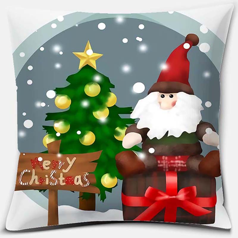 Santa Print Series Pattern Pillowcase Square Pillowcase Home Office Decoration Pillowcase