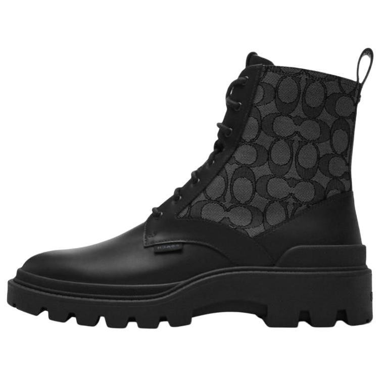 

Coach Leather Round Toe Lace-Up Martin Boots Men boots Black CW782-BLK 39.5