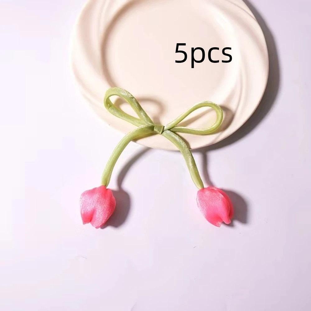 

5Pcs Set Gift Wrapping Tulip Curtain Straps Cake Ornaments Curtains Tie Rope DIY Baking Decoration Hot Pink