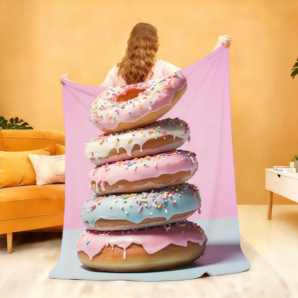 Pink Donut Blanket Soft Throw Blanket for Home Bedroom Bed Sofa Picnic Travel Office Rest Cover Blanket Gift