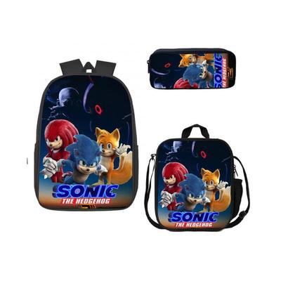 Sonic 3dílná školní taška taška na oběd penál dětská sada