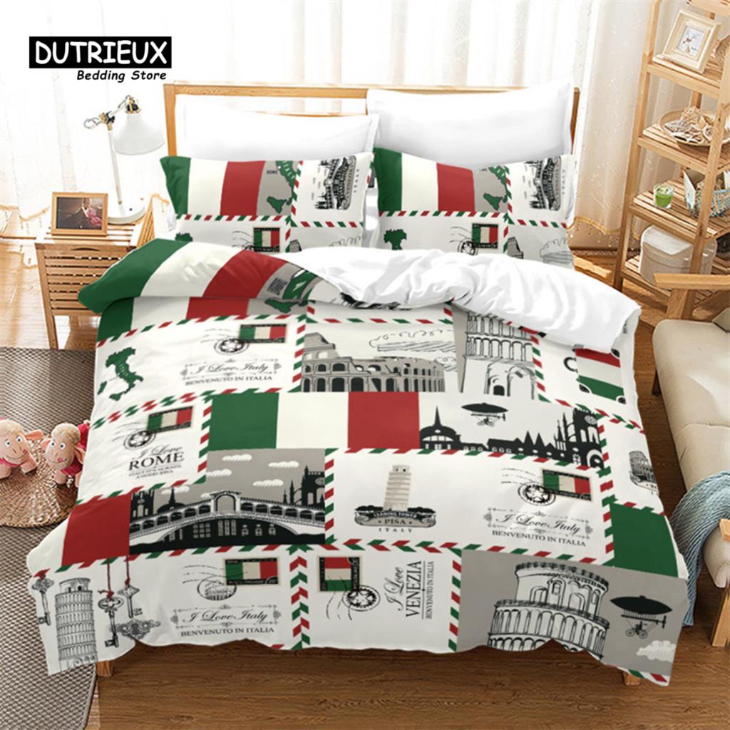 Europe City Building Bedding Set 3D Print Duvet Cover Cartoon Comforter Cover King For Kids Child Teen Boys Girls Bedroom Decor