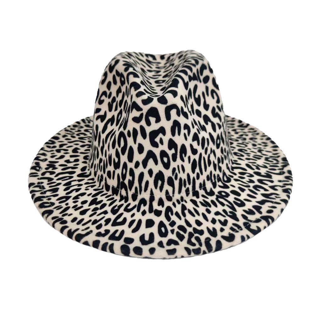 Cross-Border Hot Sale, Women'S Black Fedora, Leopard Print Hat, Men'S Jazz Hat, Spring And Autumn Top Hat, Big-Brimmed Jazz Hat.