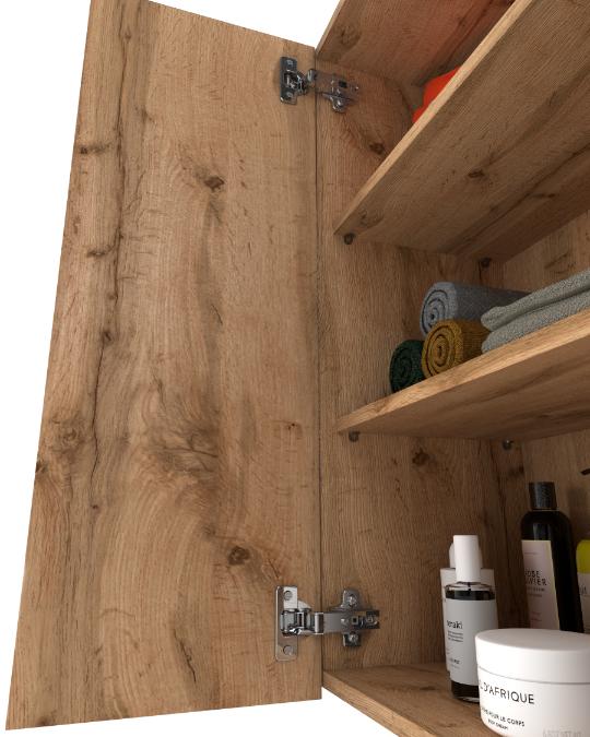 Wall-hung Bathroom Cabinet 60 Cm Bathroom Column for the Bathroom, Oak Wotan