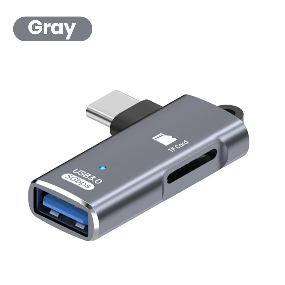 

Адаптер 2 в 1 USB3.0 Type C для чтения карт TF OTG Высокоскоростная передача Чтение смарт-карт памяти Type C для iphone 15 16 ПК серый