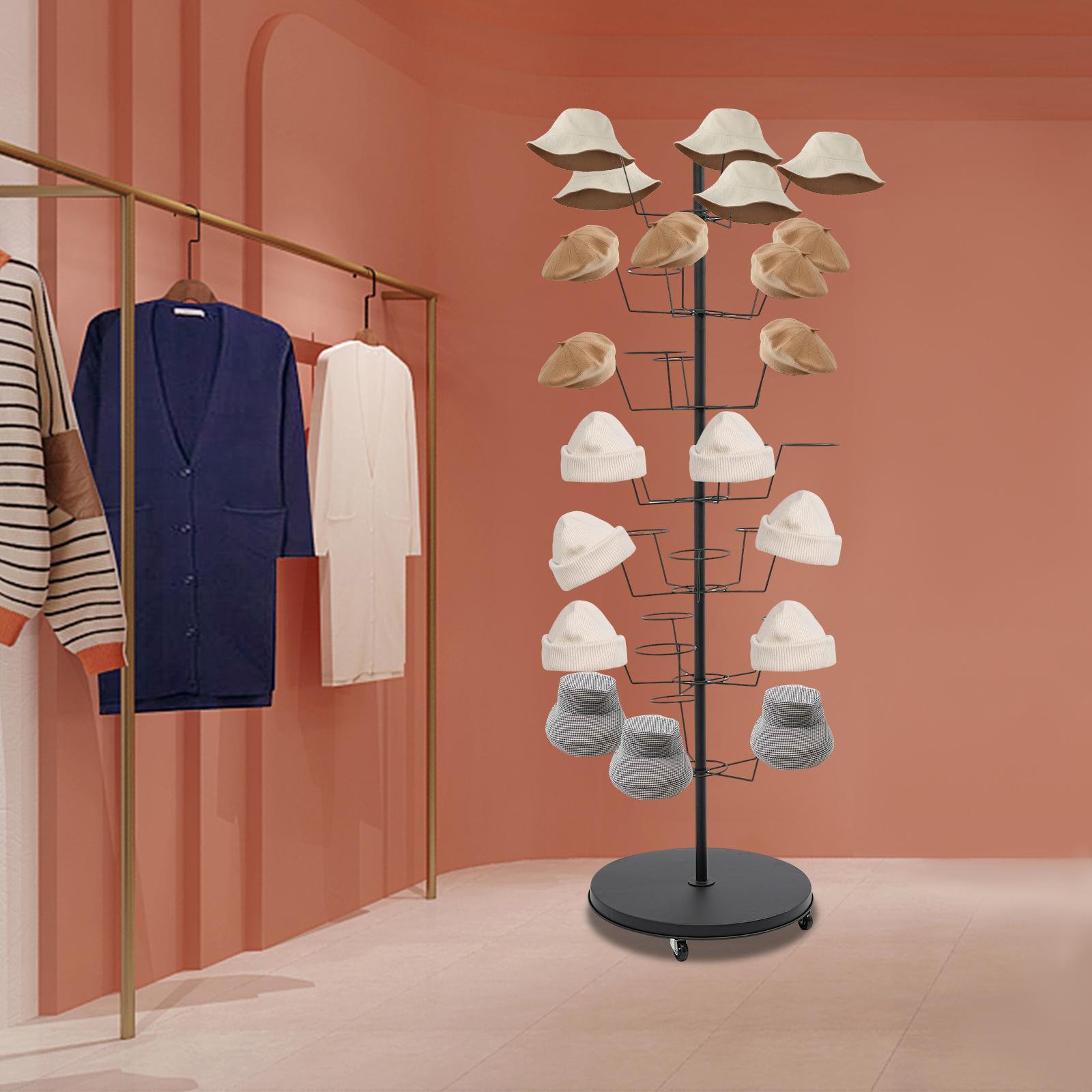 

Freestanding Hat Rack, 7-Tier Floor Hat Display Stand Holds 35 Hats, Modern Home Black Steel Organizer W/ 4 Wheels (2 Lockable) чёрный