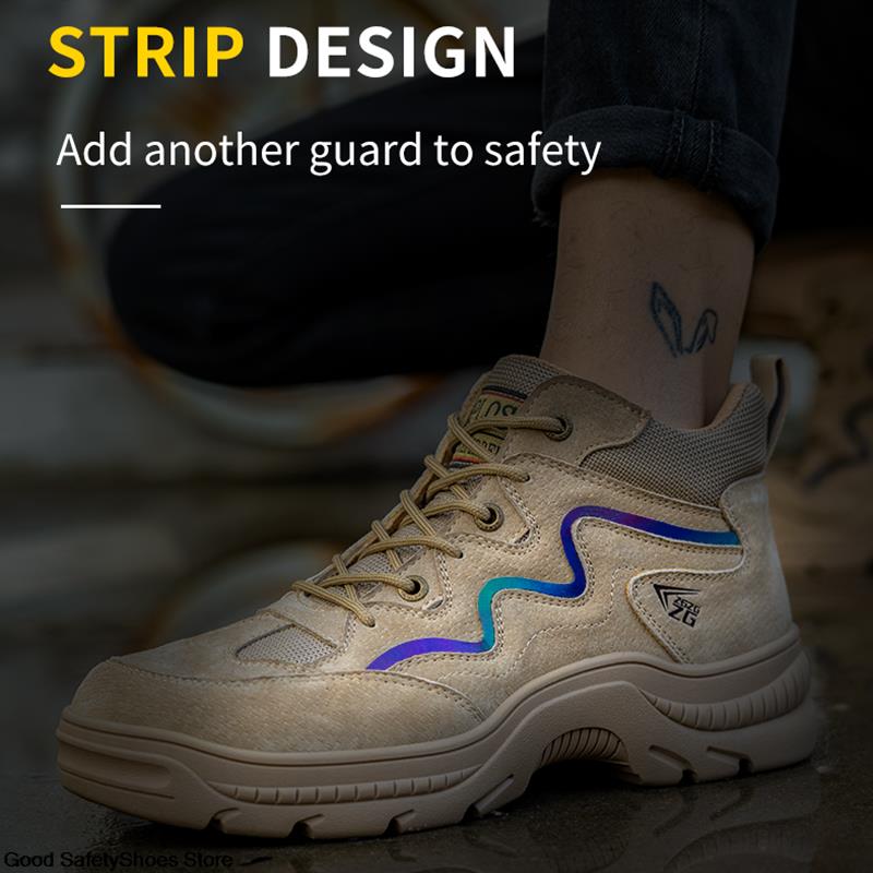 Cow Suede Work Safety Boots Men Steel Toe Shoes Puncture-Proof Indestructible Boots Safety Shoes Men Work Shoes Sneakers Male