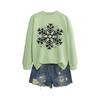 Women's Loose Comfortable Casual And Fashionable Round Neck Snowflake Pattern Printing Long Sleeved Sweatshirt
