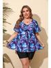 Vetacats25 Plus Size Women's European American Print Tankini Swimsuit
