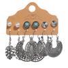 Bohemian Vintage Tibetan Silver Color Earring Sets For Women Ethnic Geometric Heart Shape Leaf Shell Drop Earrings Jewelry Gifts