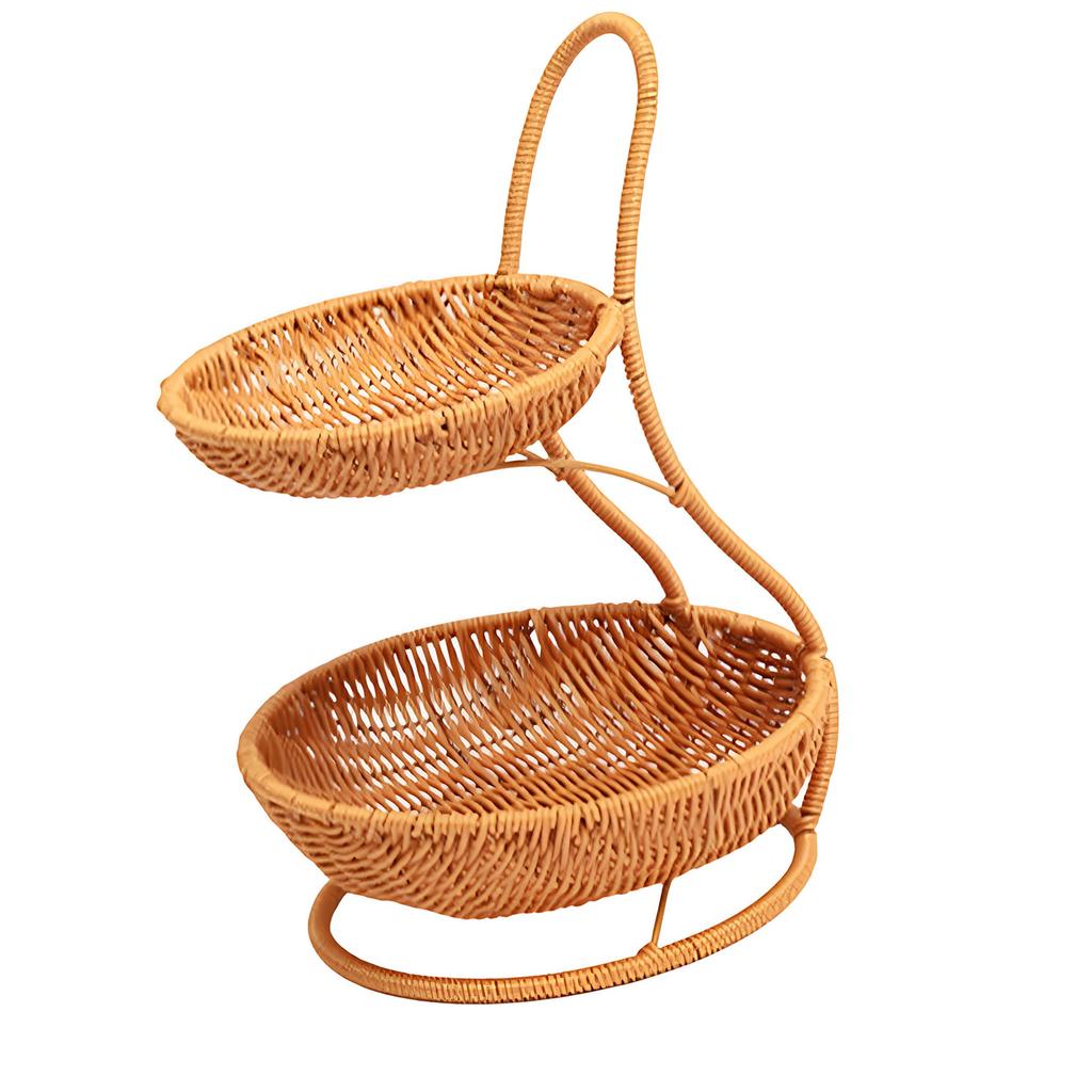 Stackable Plastic Wicker Basket Breathable Design Decorative Fruit Tray For Freshness Produces Storage Indoor Outdoor Use