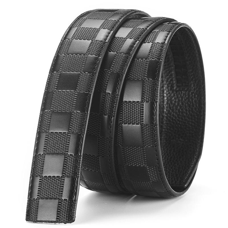 Headless Men's 3.5cm Leather Belt Strap with Automatic Buckle-Free Design