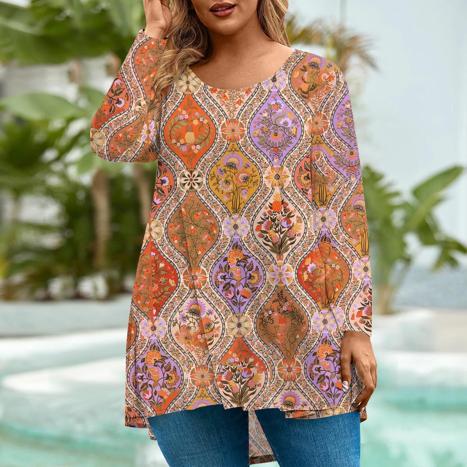 

Женская мода большого размера с круглым вырезом и длинным рукавом, повседневный свободный пуловер с принтом XXXXXL розовый