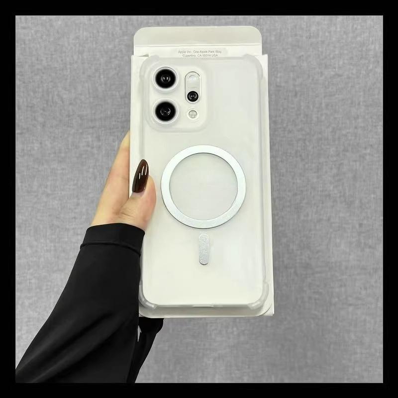 

Чехлы для OPPO Find X9 Pro Ударопрочный чехол-подушка безопасности с магнитной беспроводной зарядкой для Find X9 X9Pro Magsafe Полупрозрачная накладка на телефон Oppo Find X9 Pro белый