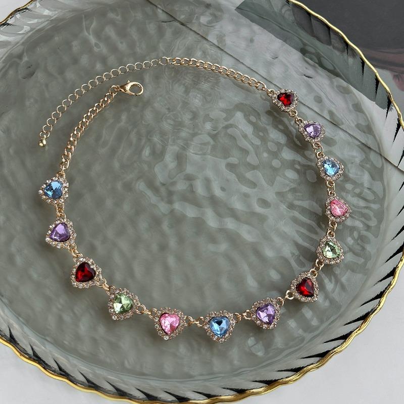 Personalized Simple Diamond Inlaid Heart Shape Clavicle Necklace For Women