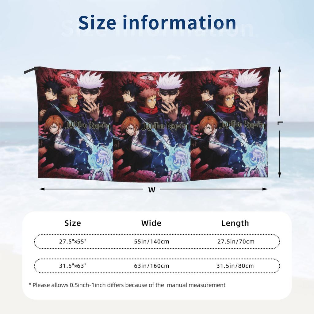 Megumi Besto Friendo Jujutsu Kaisen Sukuna Anime Beach Towel Soft Microfiber Quick Dry Absorbent Quick Towels For Pool