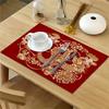 1pc Square Placemats, Chinese Style Red Simple And Elegant Light Luxury Table Pads, Golden Dragon Pattern Table Decoration Mat