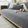 Light Luxury High-Grade Sofa Seat Cushion Four Seasons Universal Towel Cotton Fabrics Linen Cover Solid Color Full Covered Cover Summer Non-Slip