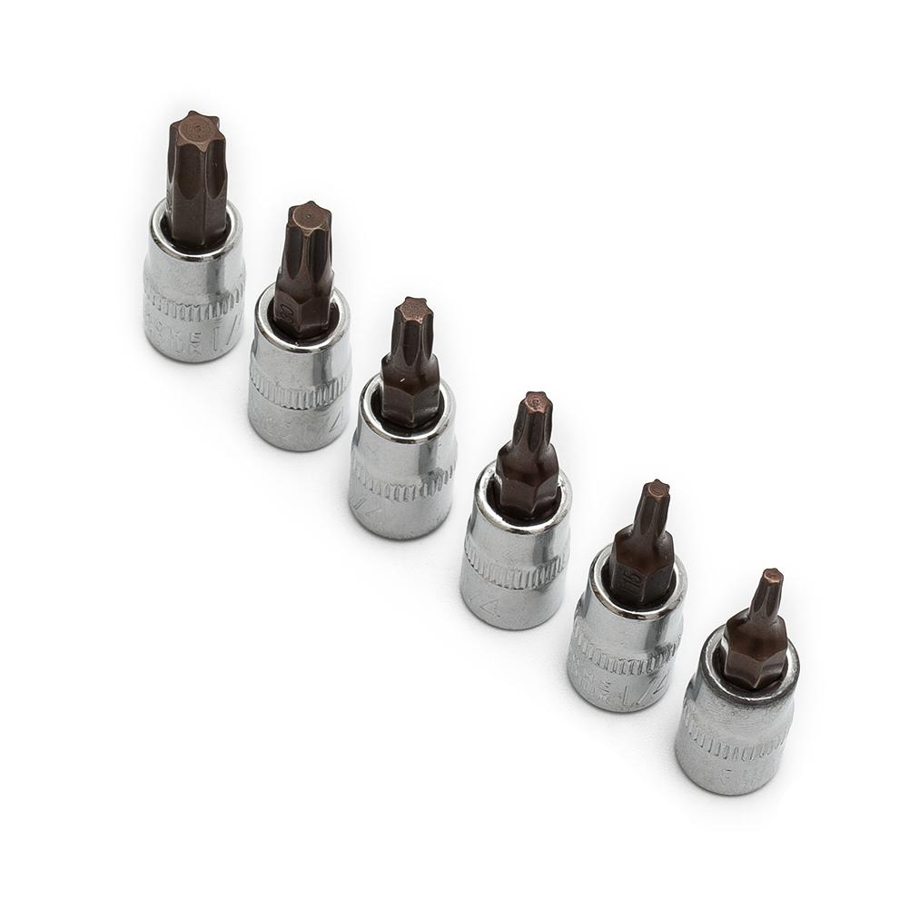 For Torx Bit Set for T10 T40 6 Piece 1/4 inch Hex Shank Made of Chrome Vanadium Steel for Reliable Performance
