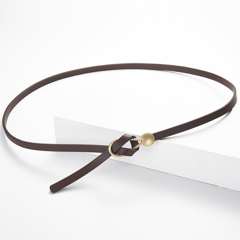 

Тонкий пояс женский декоративный костюм с платьем свитер пальто пояс прилив Length 110 Width 1.1 темно-коричневого