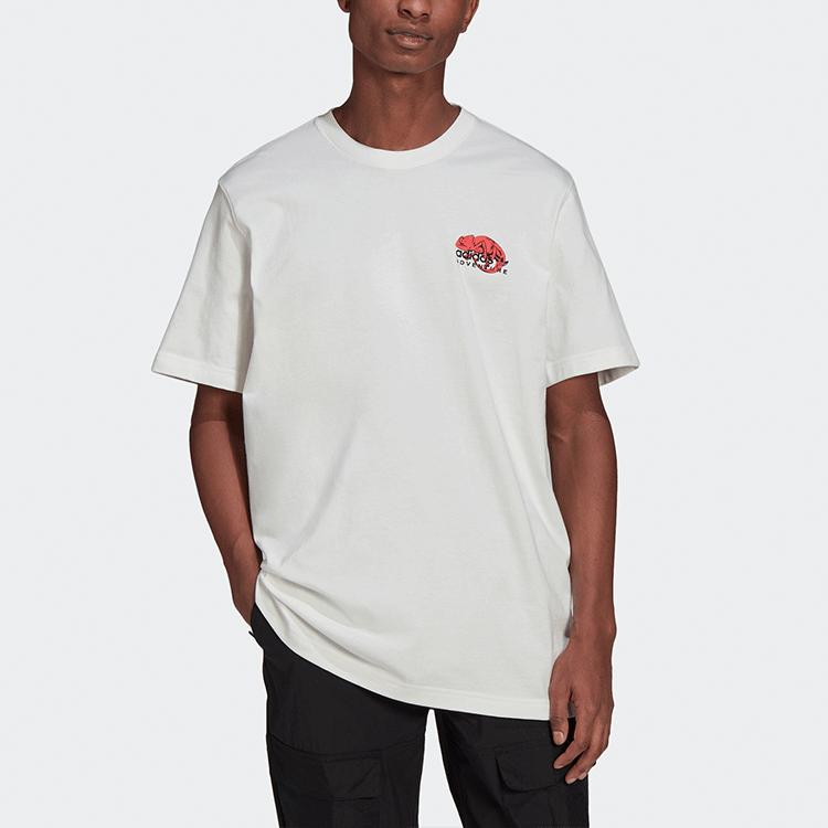 Adidas Originals Trefoil Print Sport Rundhals Kurzarm T-Shirt Herren Oberteile Weiß HF4761