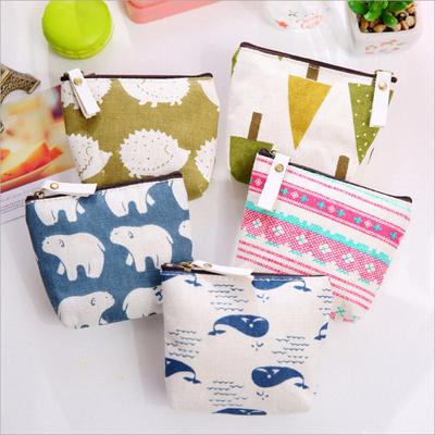 1PCS Mini Women's Purse Coin Holder Wallet Money Bags Canvas Coin Key Card Wallet Zipper Change