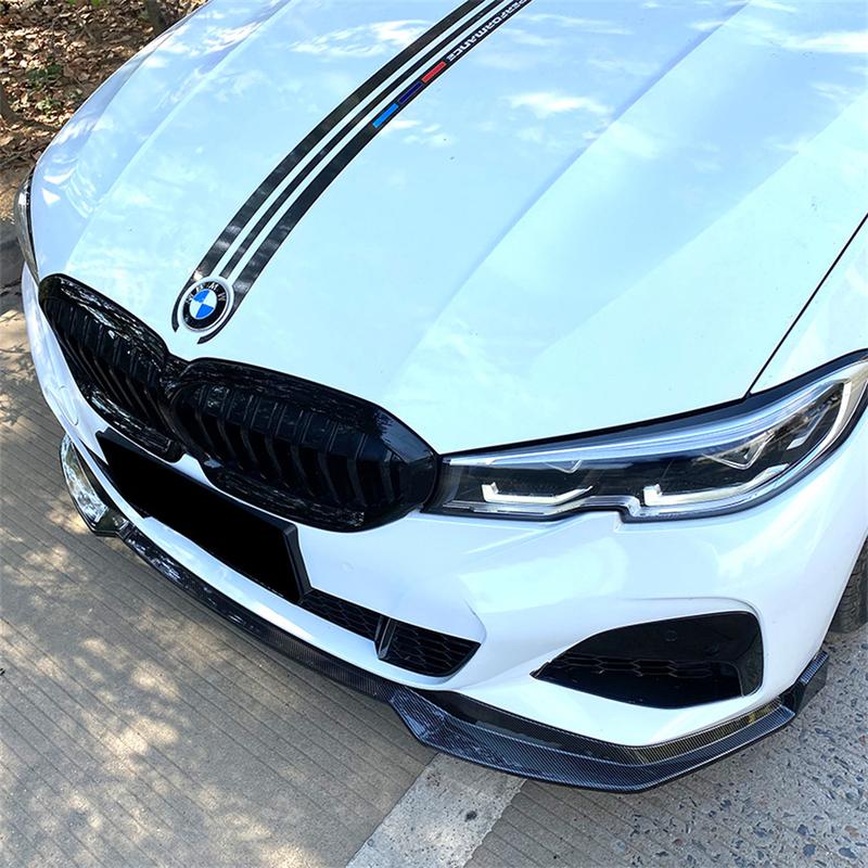 For BMW 3 Series G20 G21 M-Sport 2019-2024 Car Front Bumper Splitter Lip Spoiler Diffuser Guard Body Kit Cover Tuning ABS Black