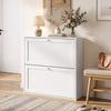 Shoe Cabinet With 2 Flip Compartments Adjustable Shelves For Up To 8 Pairs Of Shoes White