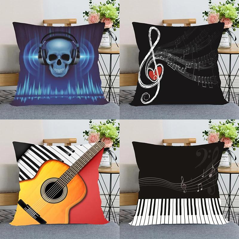 Music Theme Series Pillowcases, Living Room Sofa Chair Cushion Covers, Bedroom Home Decoration Gifts