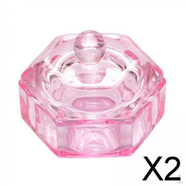 

2x Стеклянная чаша Даппен для жидкости для акрила и пудры для нейл-арта, шестигранная