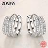 925 Sterling Silver Hollow Zircon Hoop Earring for Women Girls Fashion Jewelry