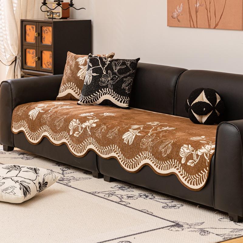 

Premium Special-Shaped Sofa Cushion New Four-Season Universal Chenille Seat Cushion Fixed Non-Slip Cover Cover Cloth Towel 90*70cm