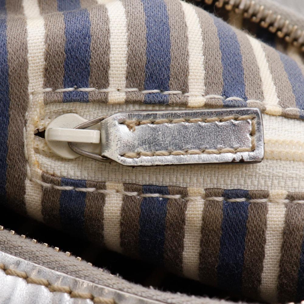 Gucci Interlocking G Shoulder Bag 182491 Silver GG Canvas Women Used