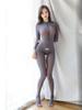 Stand Collar Zipper Open Breast Jumpsuit Long Sleeves Sexy See Through Open Crotch Women's Shaping Leotard Bodysuits