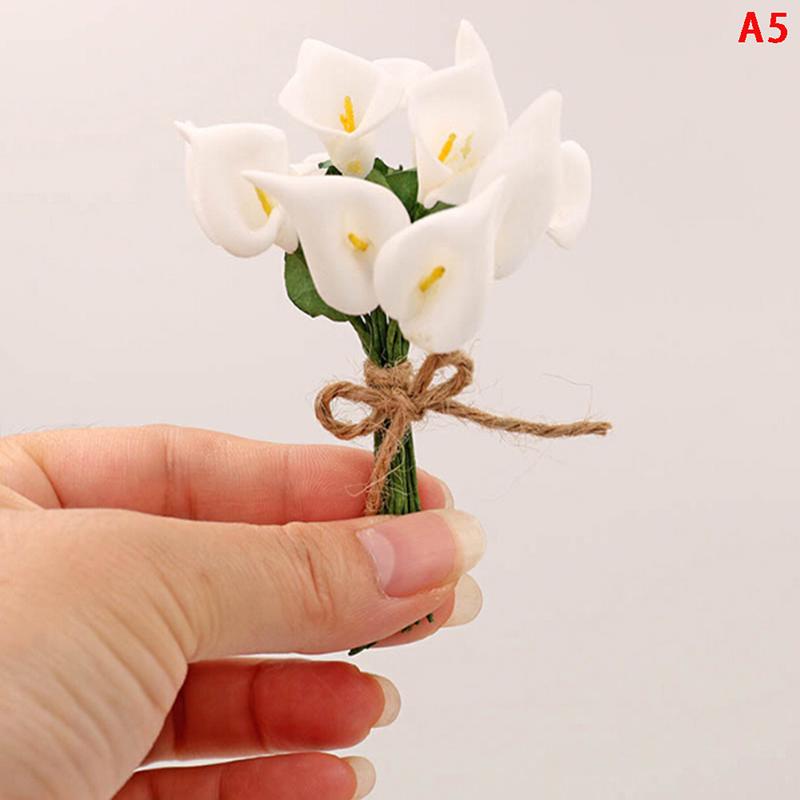 1:12 Dollhouse Miniature Jasmine Flower Vase Glass Dried Flower Vase Flower Arrangement Pot Doll Home Simulation Potted Plants