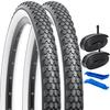 YunSCM Set of 2, 26x2.125 Tires, Color, 26x2.125 57-559 Bicycle Tires + 26x1.75/2.25 Tubes with 32mm American Valves + Tire Lever, Compatible with 26-