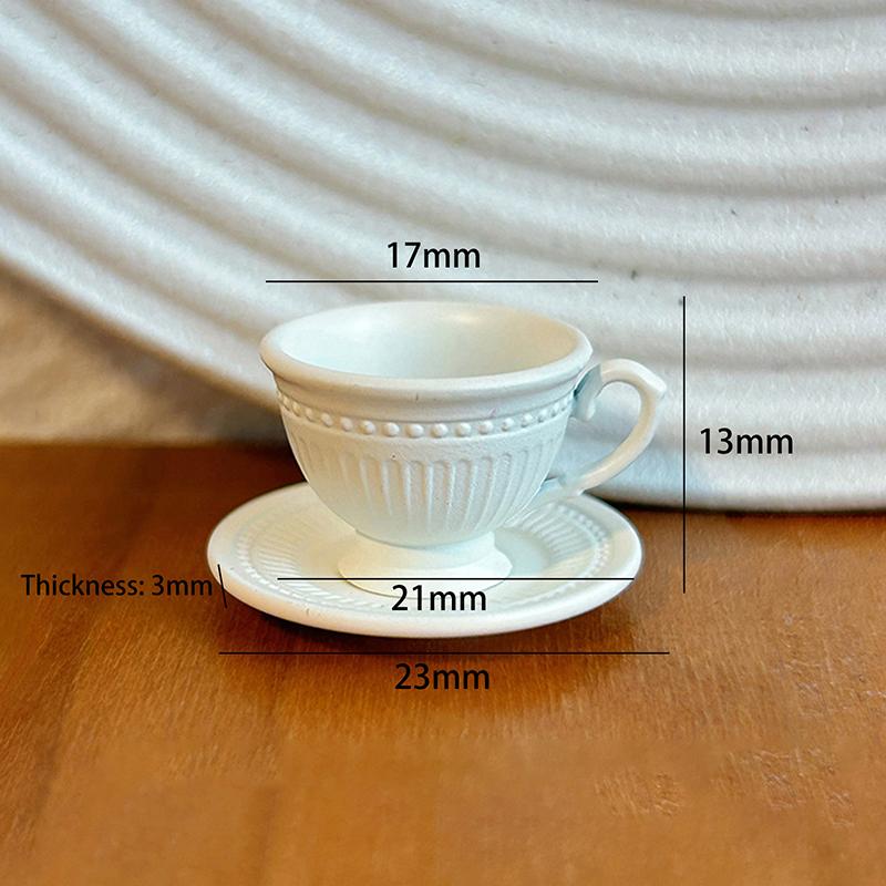 2PCS Small Luxury French Coffee Cup Plate Set Toy Dollhouse Mini Furniture Model DIY Accessories Miniature Scene Decoration