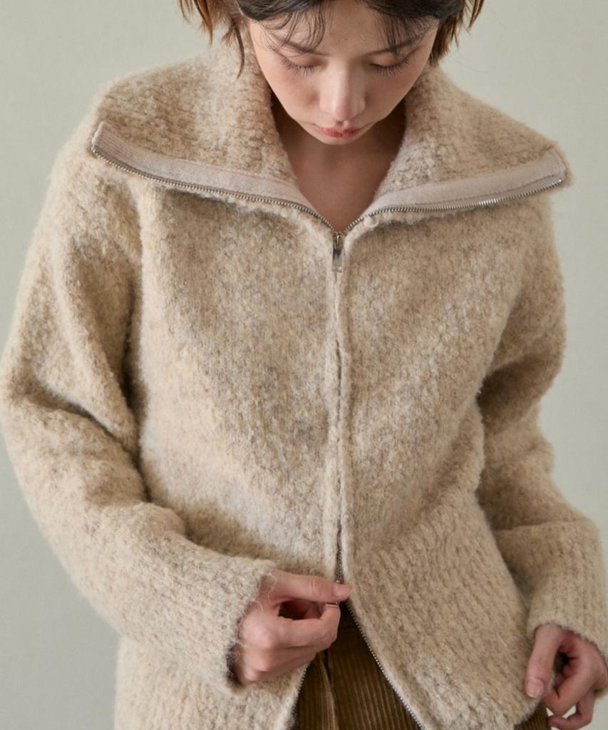 WIOE Ru Zip-Up Knit Cardigan_Oatmeal
