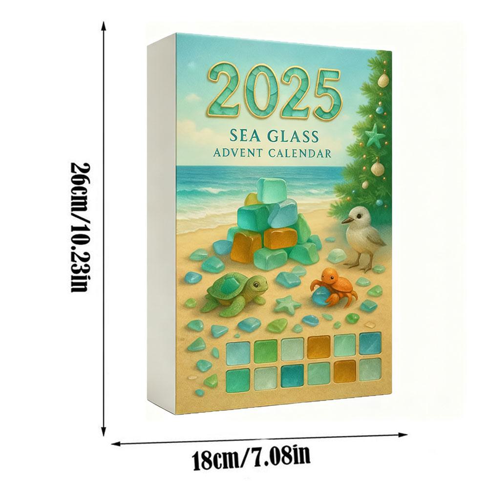 Sea Glass Christmas Tree Advent Calendar,24 Days Of Ocean Themed Holiday Surprises,2D Acrylic Handmade Seaside Christmas Decor,