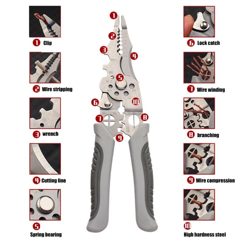 Crimper Cable Cutter Adjustable Automatic Wire Stripper Multifunctional Stripping Crimping Pliers Terminal Hand Tool