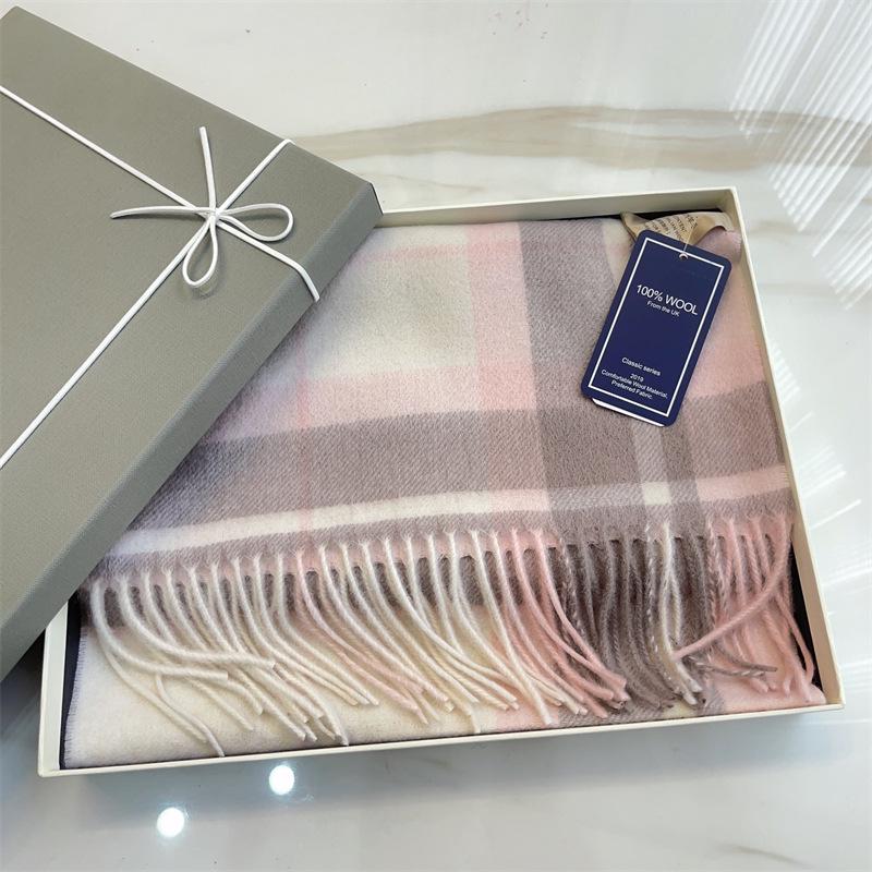 100% Reine Wolle Blauer Karoschal - Warmer, Vielseitiger Halswärmer für den Winter