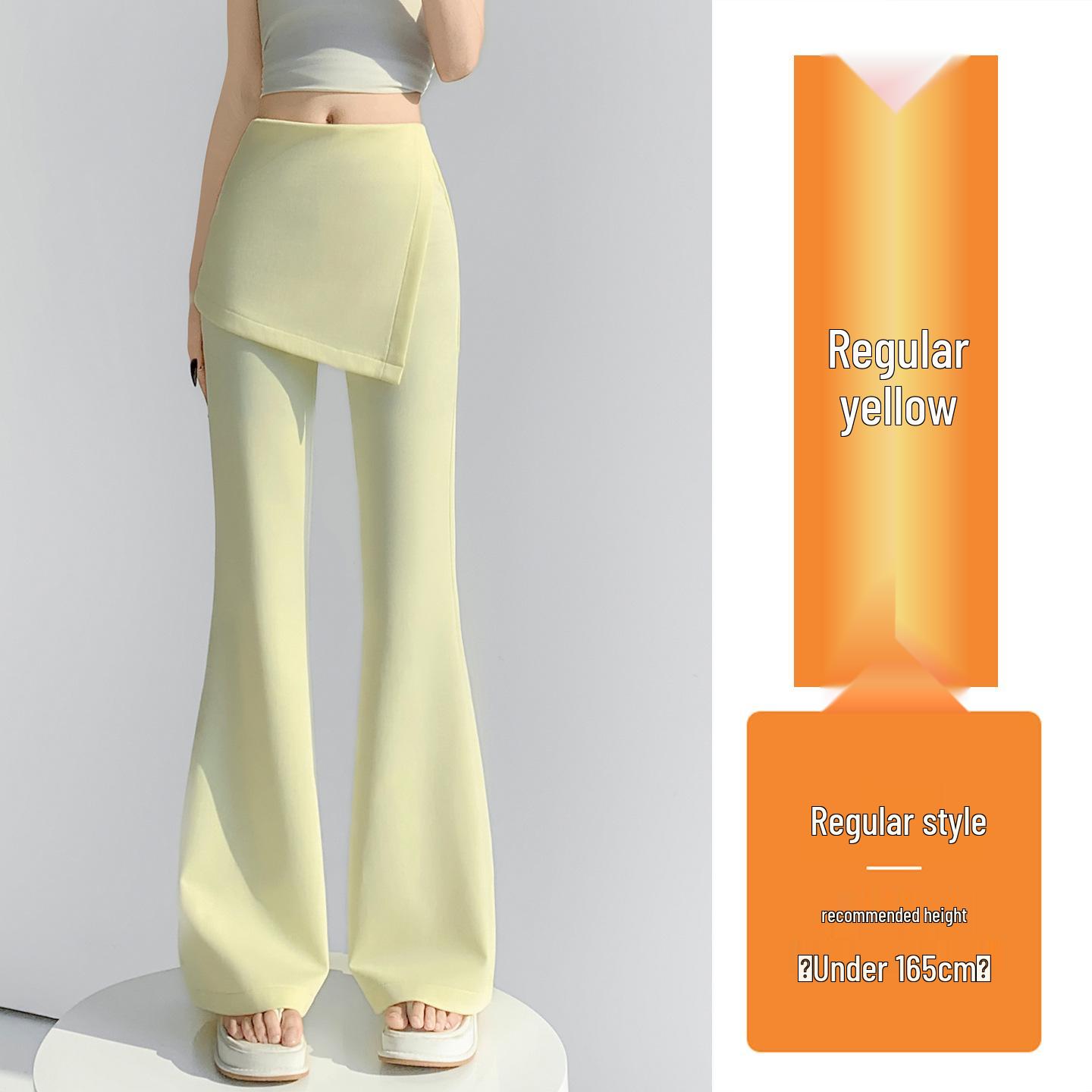 

Fake Two-Piece High-Waisted Flare Sweatpants - 2026 Summer Slimming, Slit Butt Cover, Micro Flare, Floor-Length Casual Pants for Women Small